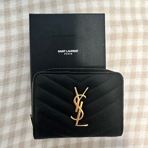 YSL Cassandre Matelassé Compact Zip Around Wallet